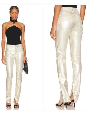 Jonathan Simkhai Standard Rae Metallic Skinny Jeans Gold Foil Size 28 NWT New